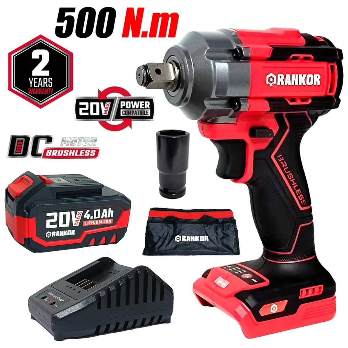 RANKOR - Llave de Impacto RANKOR 20V 500NM BRUSHLESS