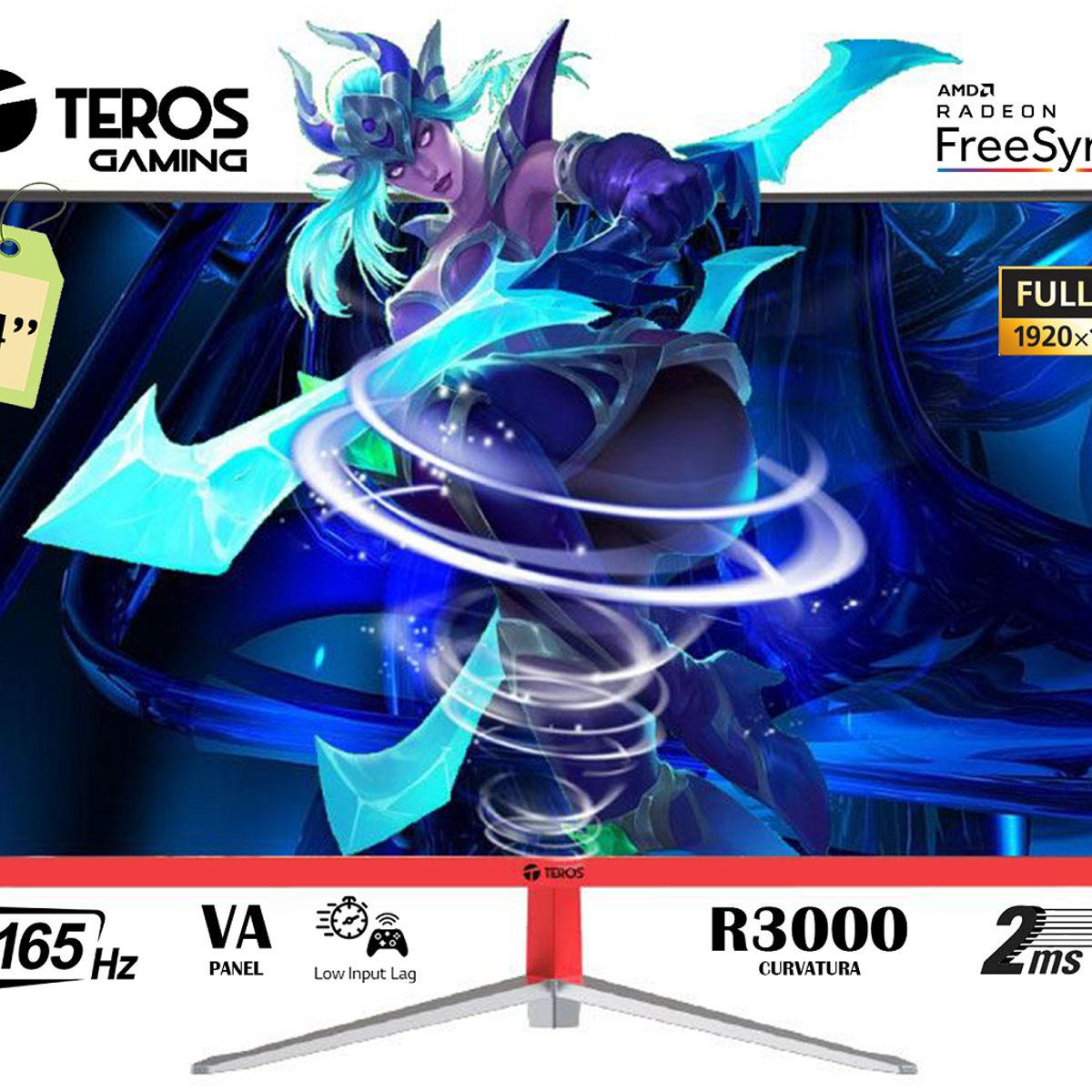 TEROS - MONITOR GAMING TEROS TE-2471G 238 CURVO VA FHD165Hz 2msFreeSync