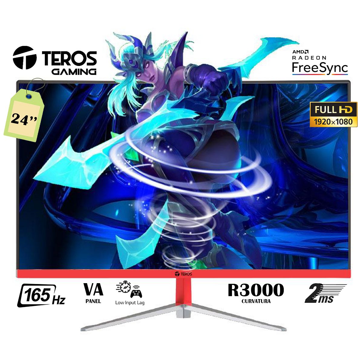 TEROS - MONITOR GAMING TEROS TE-2471G 238 CURVO VA FHD165Hz 2msFreeSync