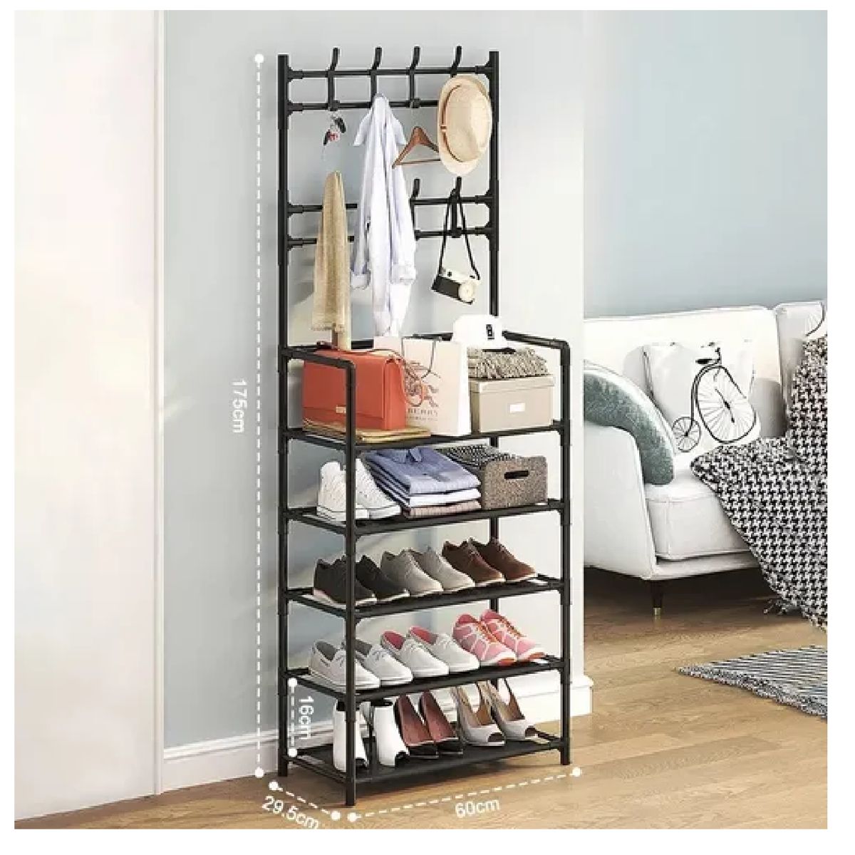 GENERICO - Organizador Para Ropa Zapato Perchero Zapatera 5 Nivele 60cm Color Negro