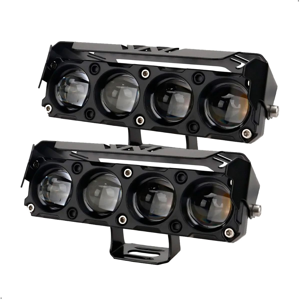 GENERICO - Faros Exploradoras Ambar Y Blanca Moto Camioneta X 2 Unids