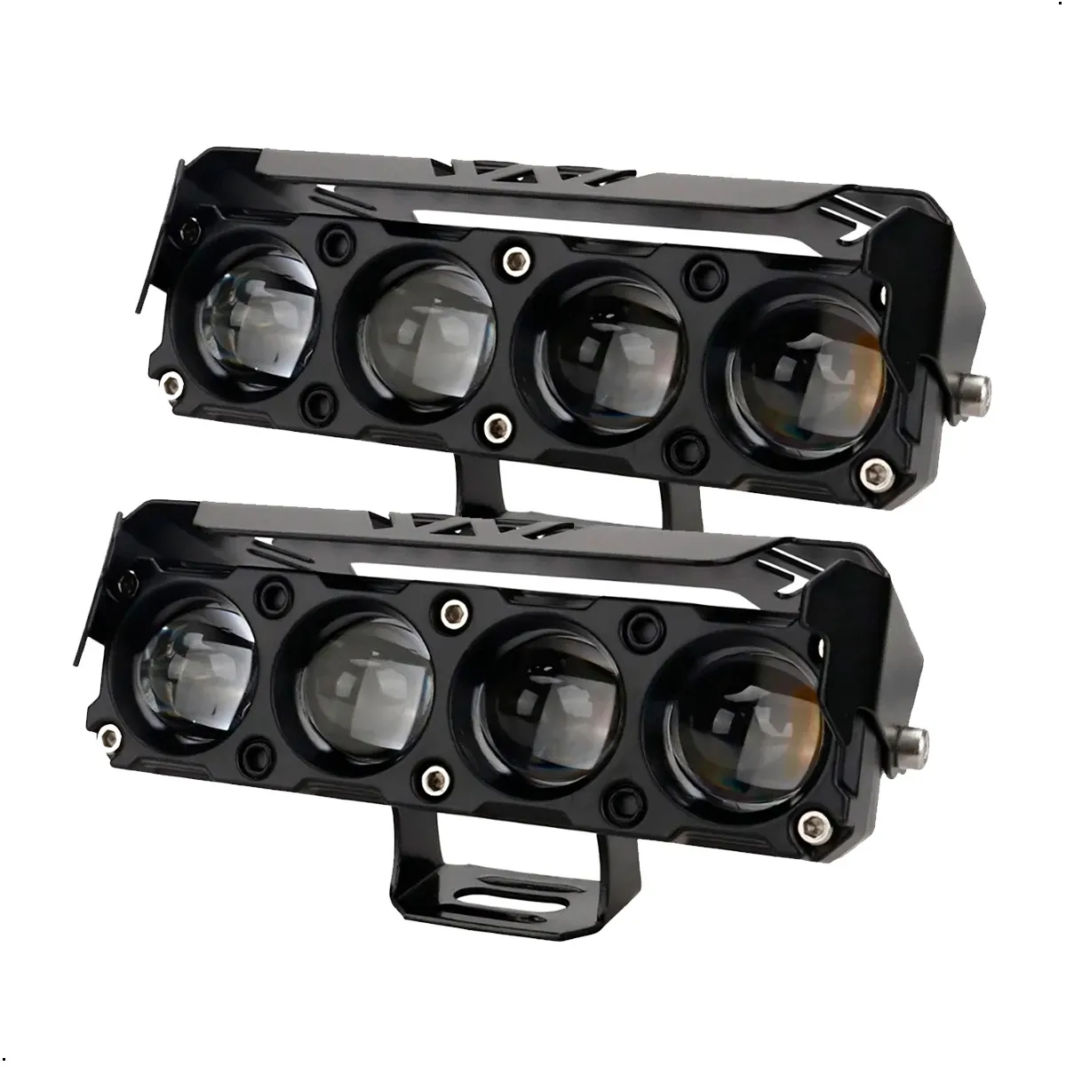GENERICO - Faros Exploradoras Ambar Y Blanca Moto Camioneta X 2 Unids