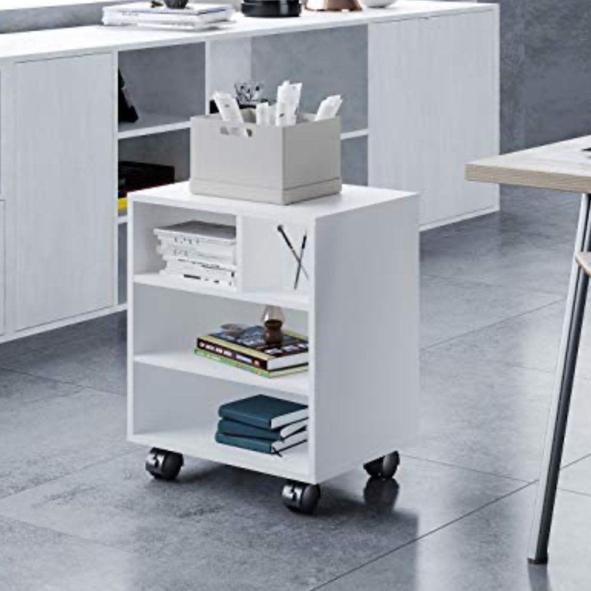 GENERICO - Mueble Auxiliar Para Impresora De Melamina Con Ruedas