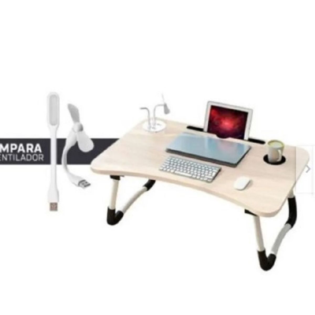 GENERICO - Mesa  laptop  4 puertos usb  ventilador BEIGE