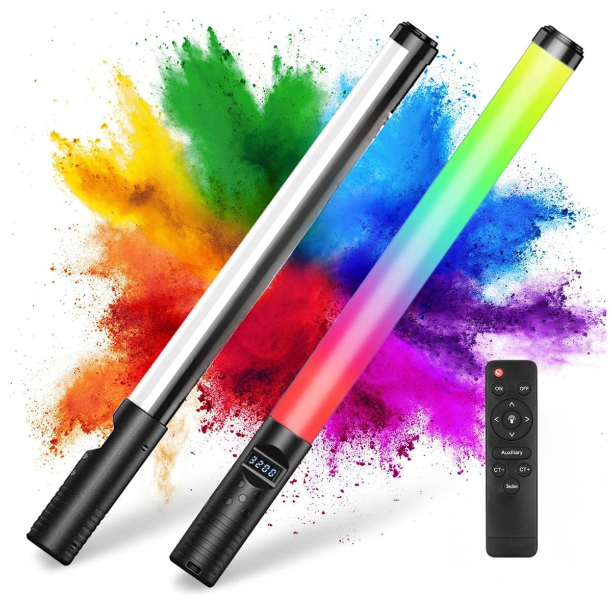 SEISA - Tubo Barra de luz led RGB Recargable Varilla Lampara + Control