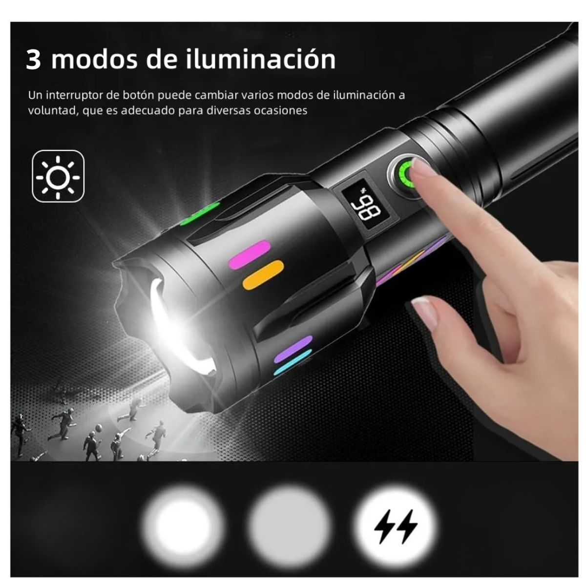 SEISA - Linterna Led Tactica Profesional Emergencia De mano Recargable