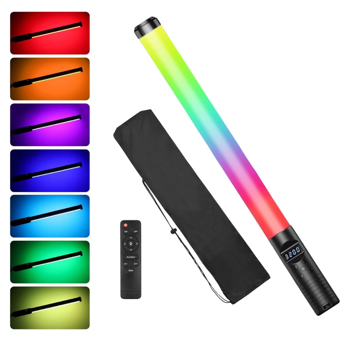 SEISA - Tubo Barra de luz led RGB Recargable Varilla Lampara + Control