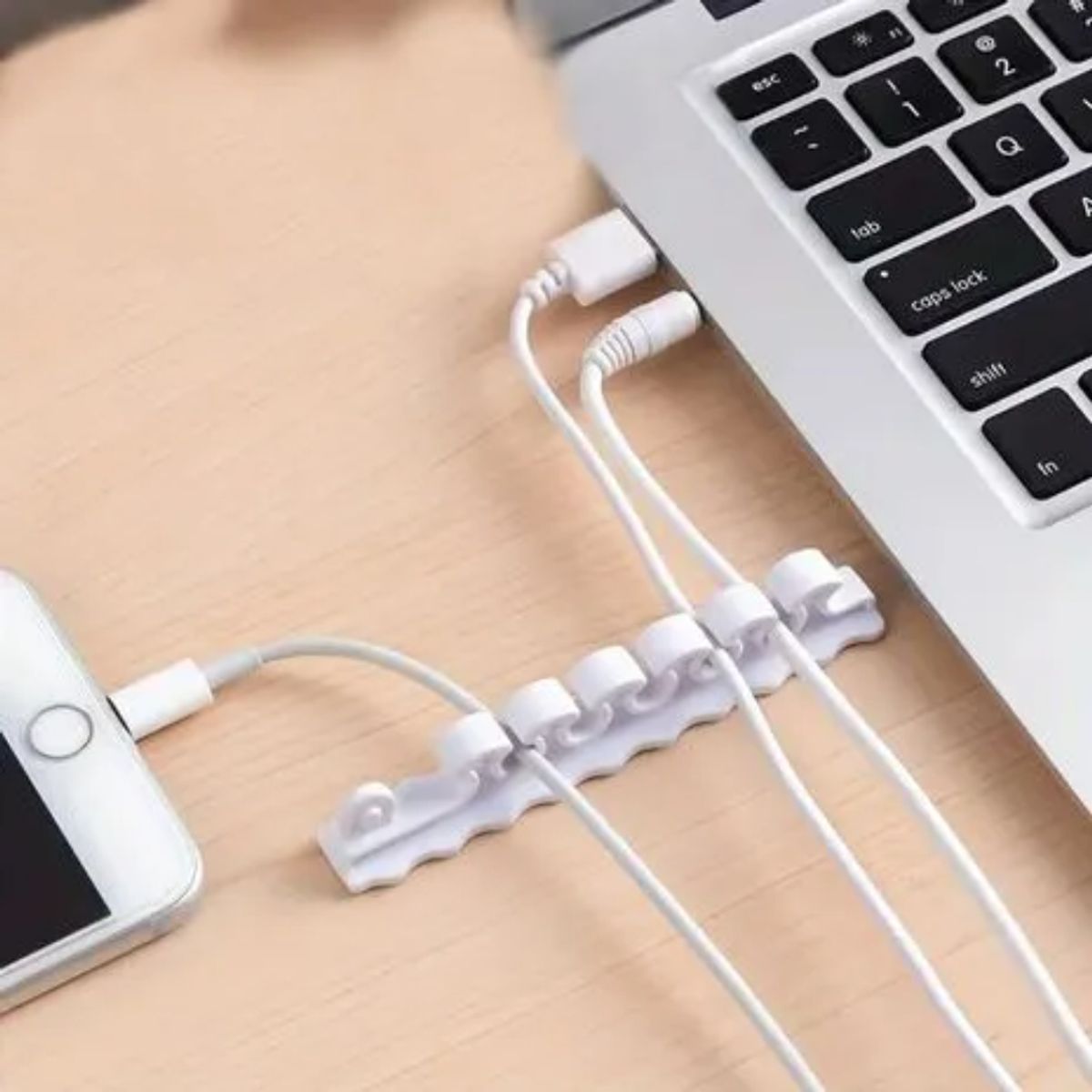 GENERICO - Organizador de Cables Adherente Para Escritorio Blanco