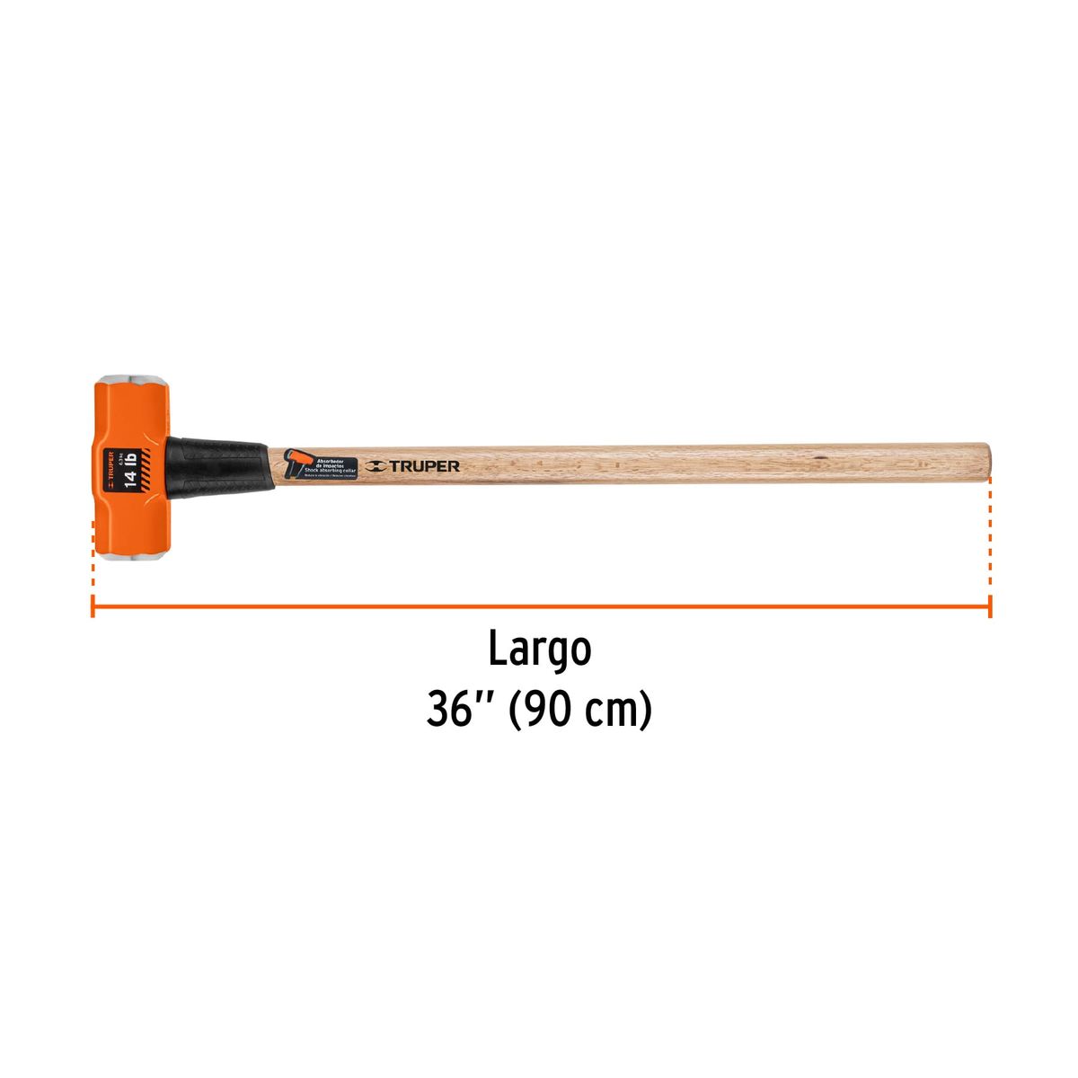 Truper - Comba 14 lb (6.3 kg) Octagonal Mango de Madera Largo 16514 Truper
