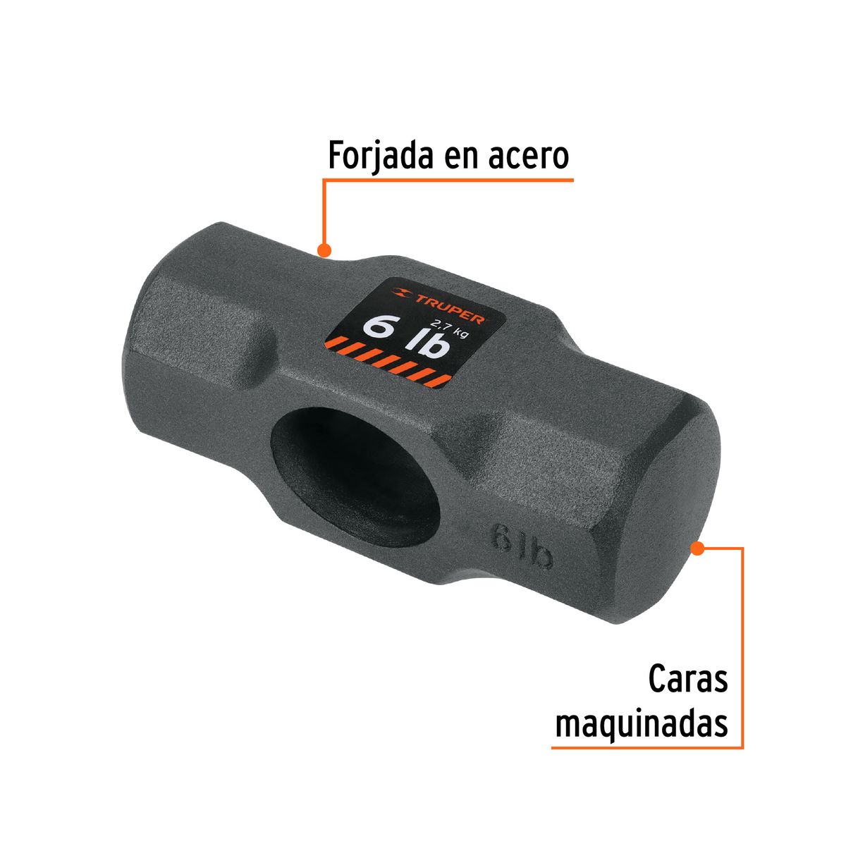 TRUPER - Comba 6 lb (2.7 kg) Octagonal Cabeza 10584 Truper
