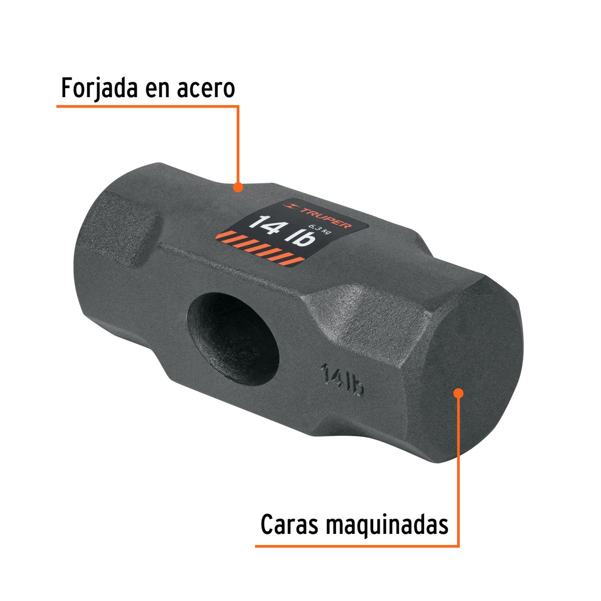 TRUPER - Comba 14 lb (6.3 kg) Octagonal Cabeza 10594 Truper