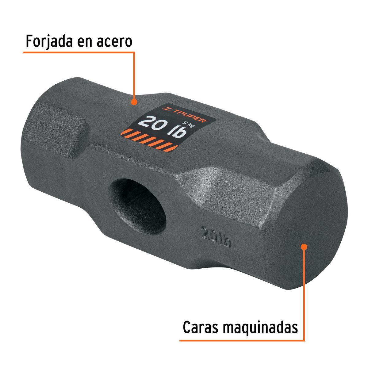 TRUPER - Comba 20 lb (9 kg) Octagonal Cabeza 10596 Truper