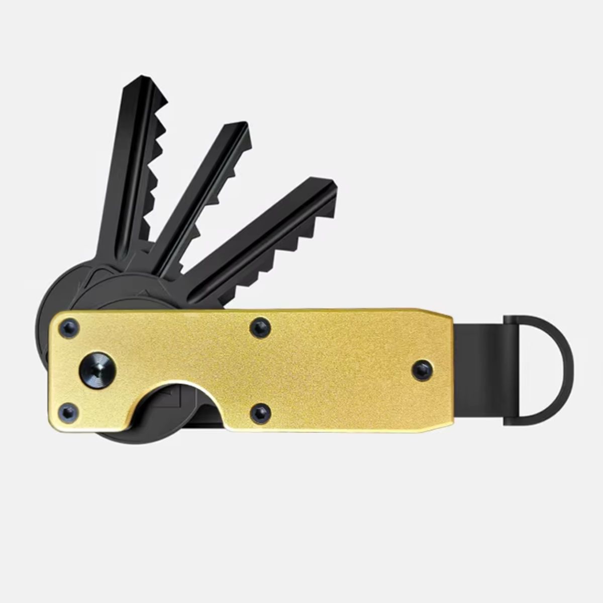 KASHITA - Llavero Delgado Premium Elegante Dorado KeyCase Acero Inoxidable