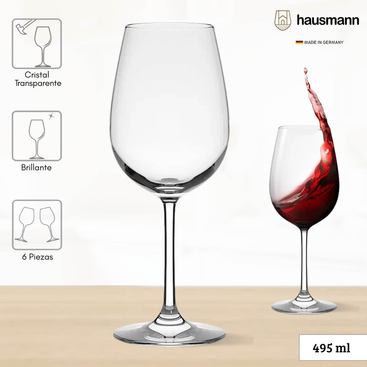 GENERICO - Copa de Cristal  Stellenbosch Valley Hausmann 495 Ml 6 Piezas