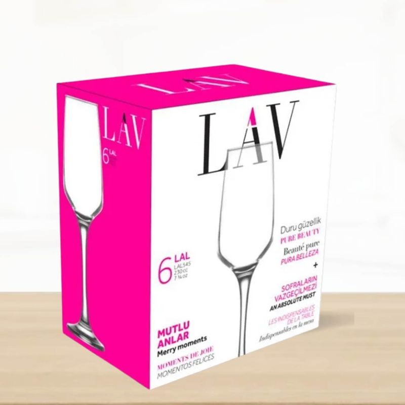 LAV - Copa de Vidrio Flauta Champán Lav 230 Ml 6 Piezas