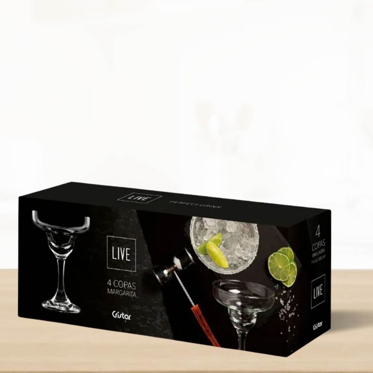 CRISTAR - Copa de Vidrio Margarita Live Cristar 260 Ml 4 Piezas