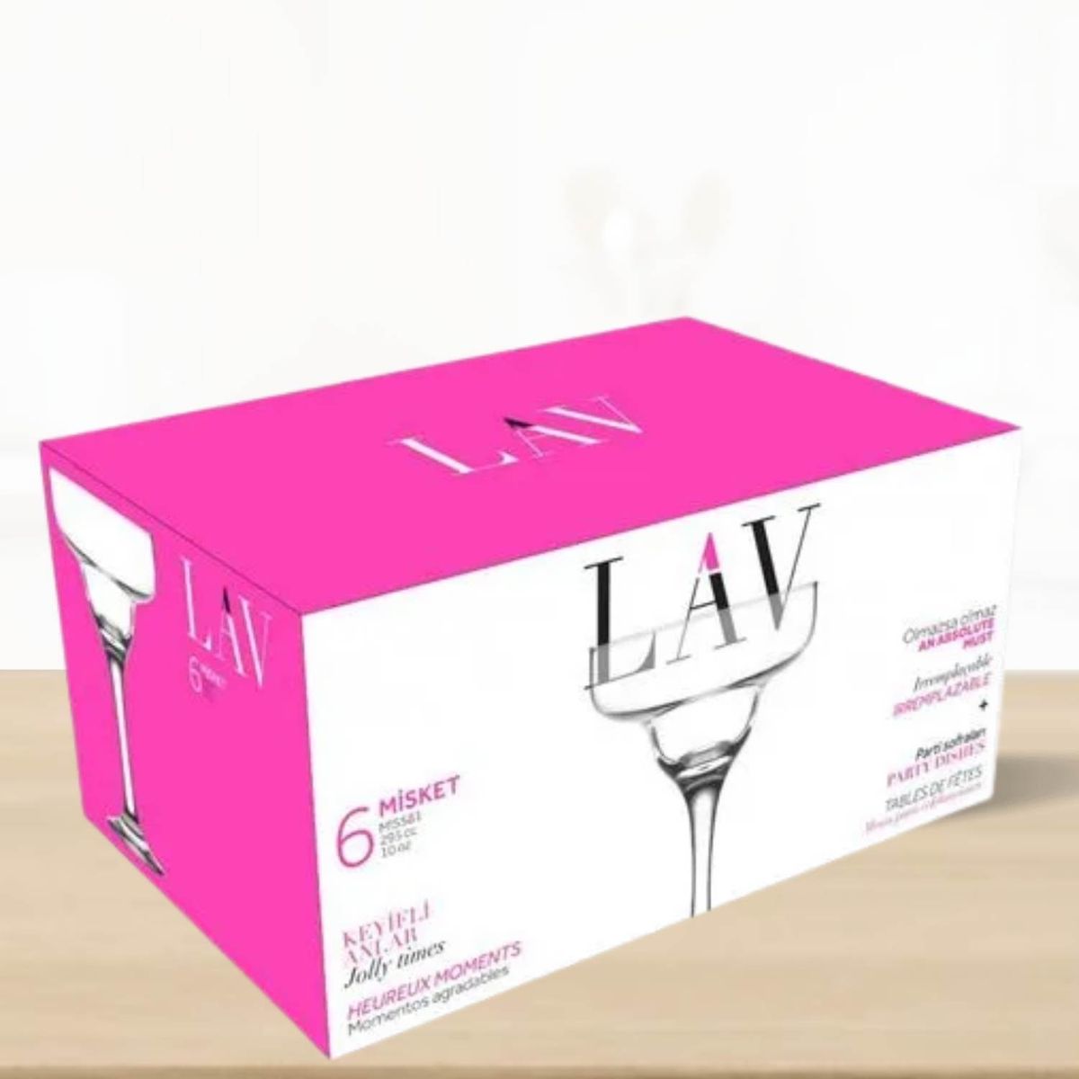 LAV - Copa de Vidrio Margarita Misket Lav 295 Ml 6 Piezas