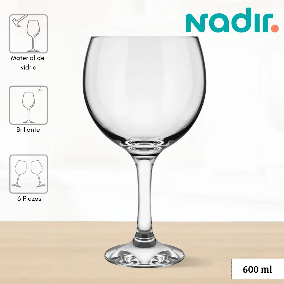 NADIR - Copa de Vidrio Gin Nadir 600 Ml 6 Piezas