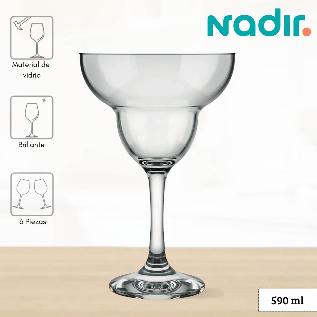 NADIR - Copa de Vidrio Windsor Margarita Nadir 335 Ml 6 Piezas