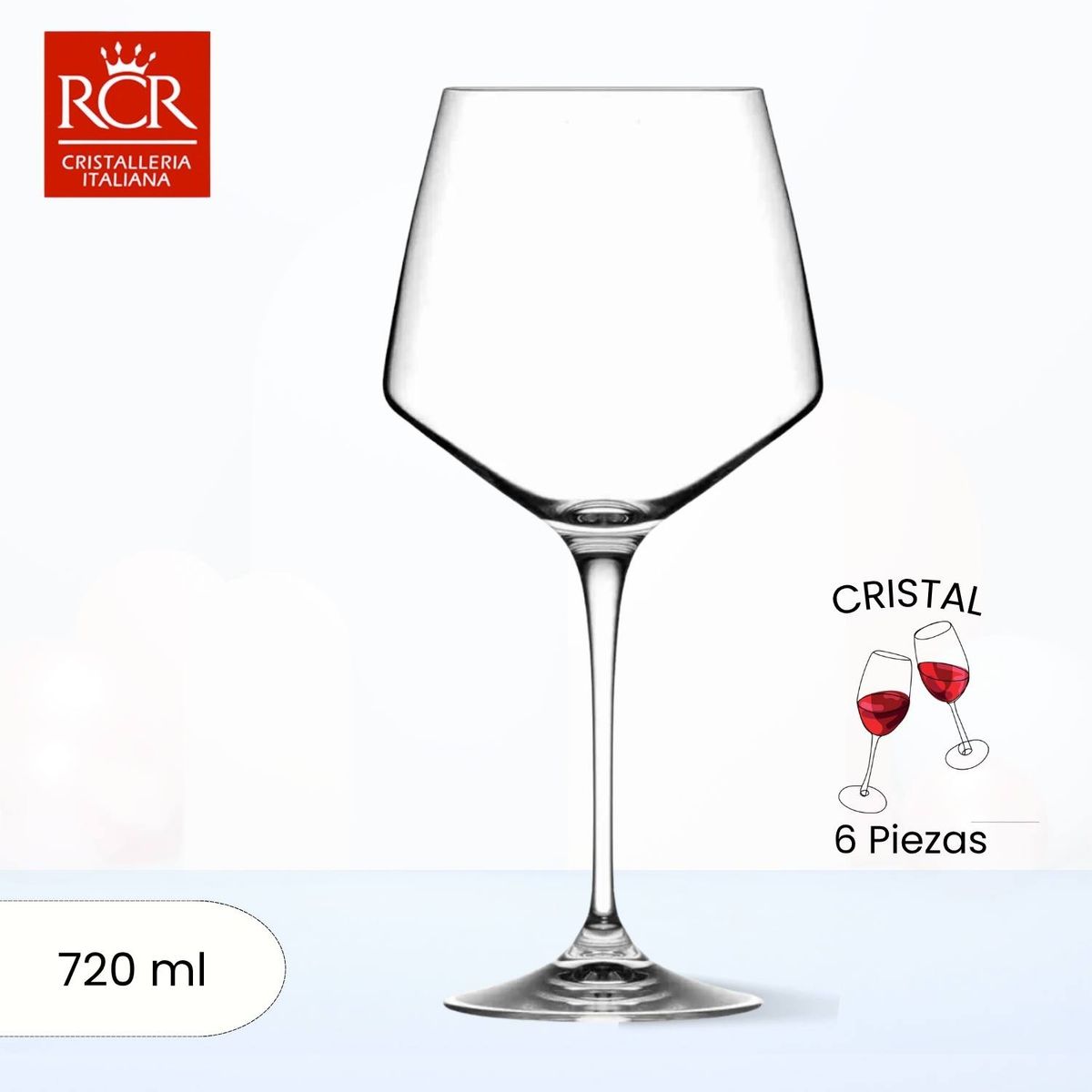 RCR  ITALIA - Copas de Cristal Aria Burgundy 720 ml RCR 6 Piezas