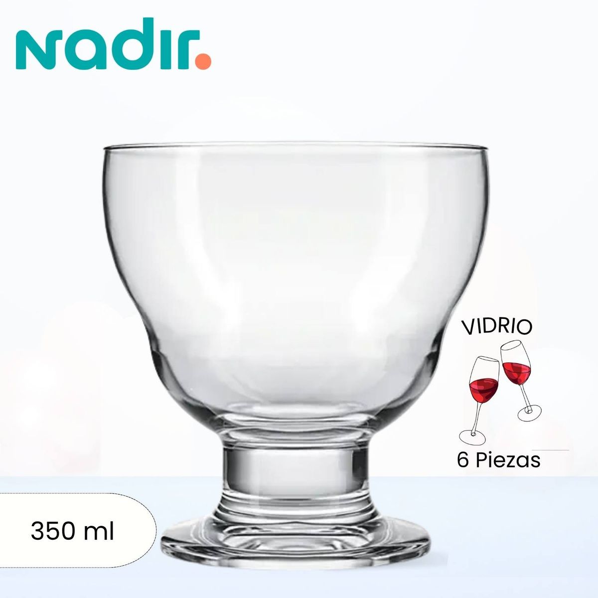NADIR - Copas de Vidrio Para Helado Samba Nadir 350 Ml 6 Piezas