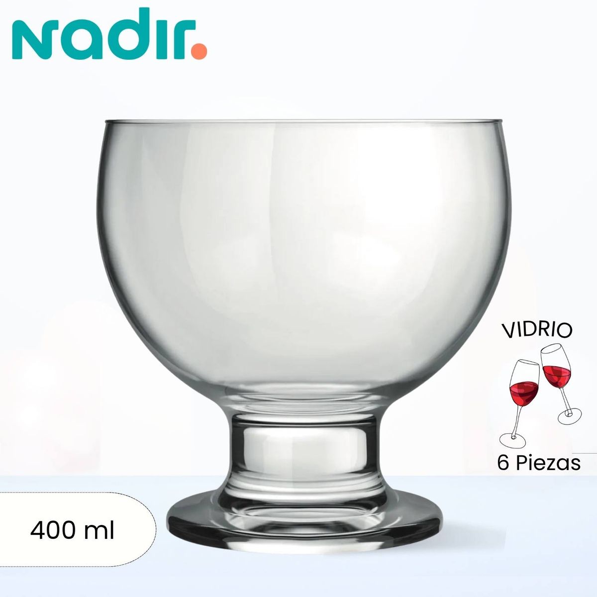 NADIR - Copas de Vidrio Para Helado Paulista  Nadir  400 Ml 6 Piezas