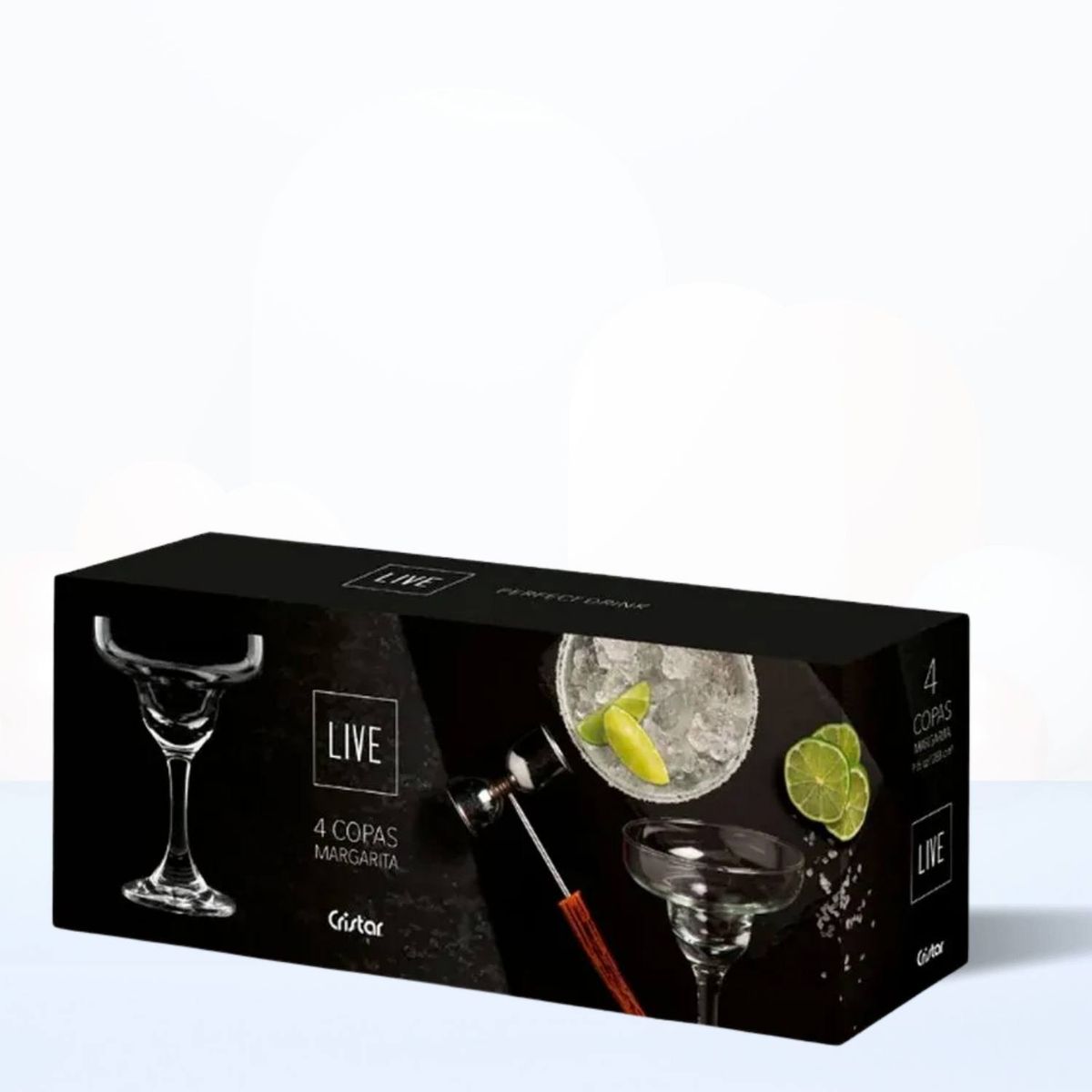 CRISTAR - Copa de Vidrio Margarita Live Cristar 260 Ml 4 Piezas