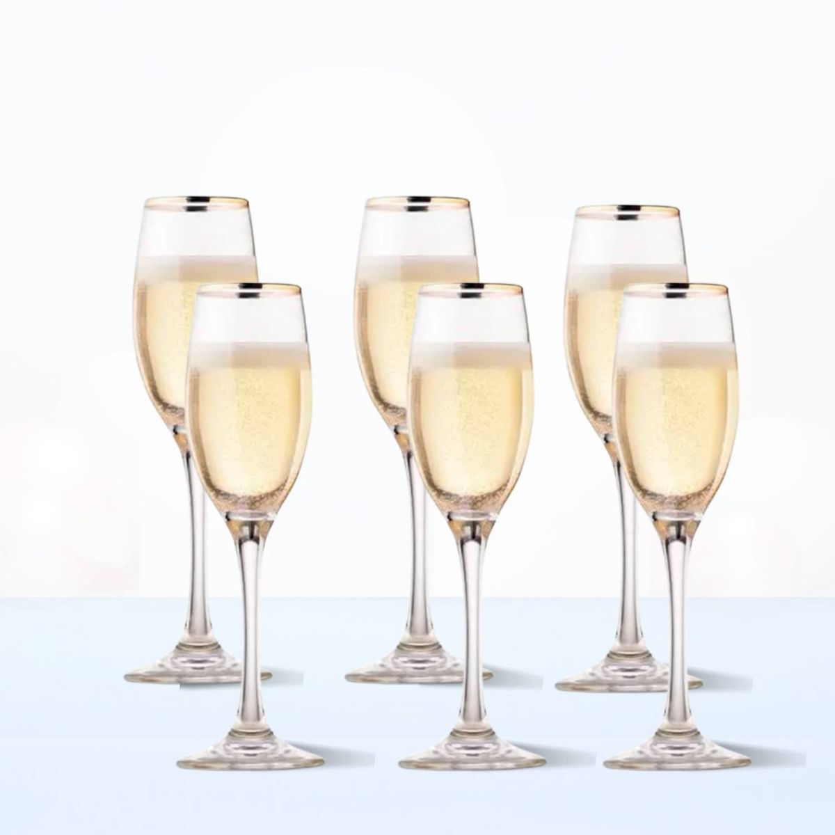 ALLEGRA - Copa de Vidrio Champagne Ibiza Gold Allegra 180 Ml 6 Piezas