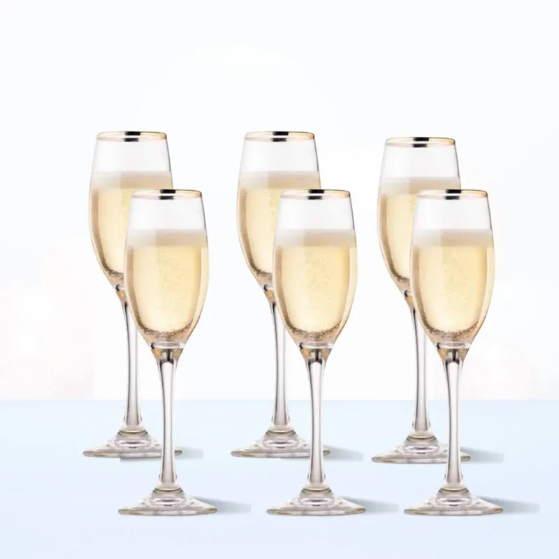 ALLEGRA - Copa de Vidrio Champagne Ibiza Gold Allegra 180 Ml 6 Piezas