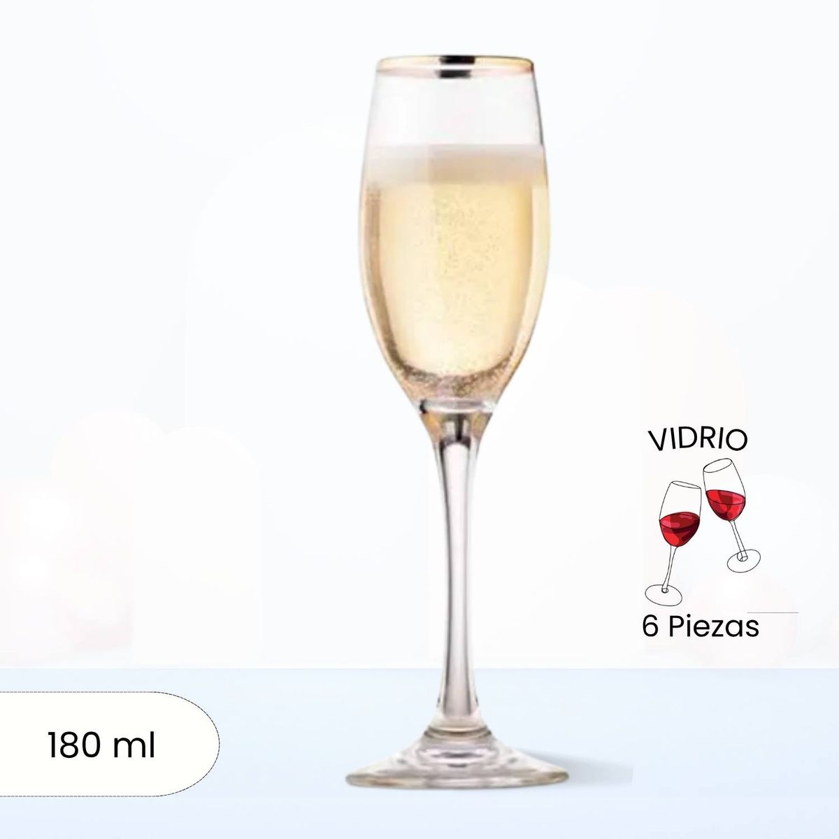 ALLEGRA - Copa de Vidrio Champagne Ibiza Gold Allegra 180 Ml 6 Piezas