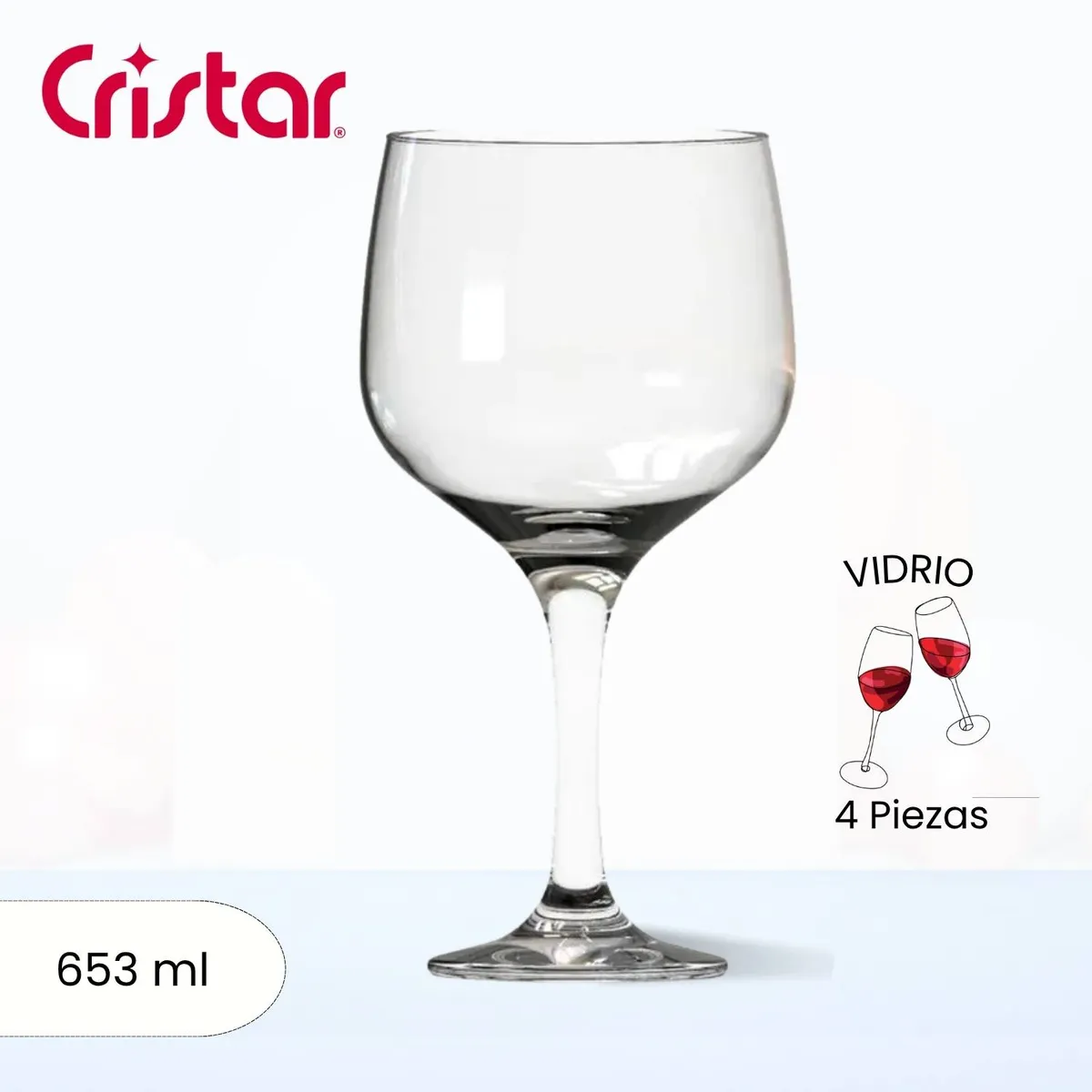 CRISTAR - Copa de Vidrio Can Lisa Ginebra Cristar 653 Ml 4 Piezas