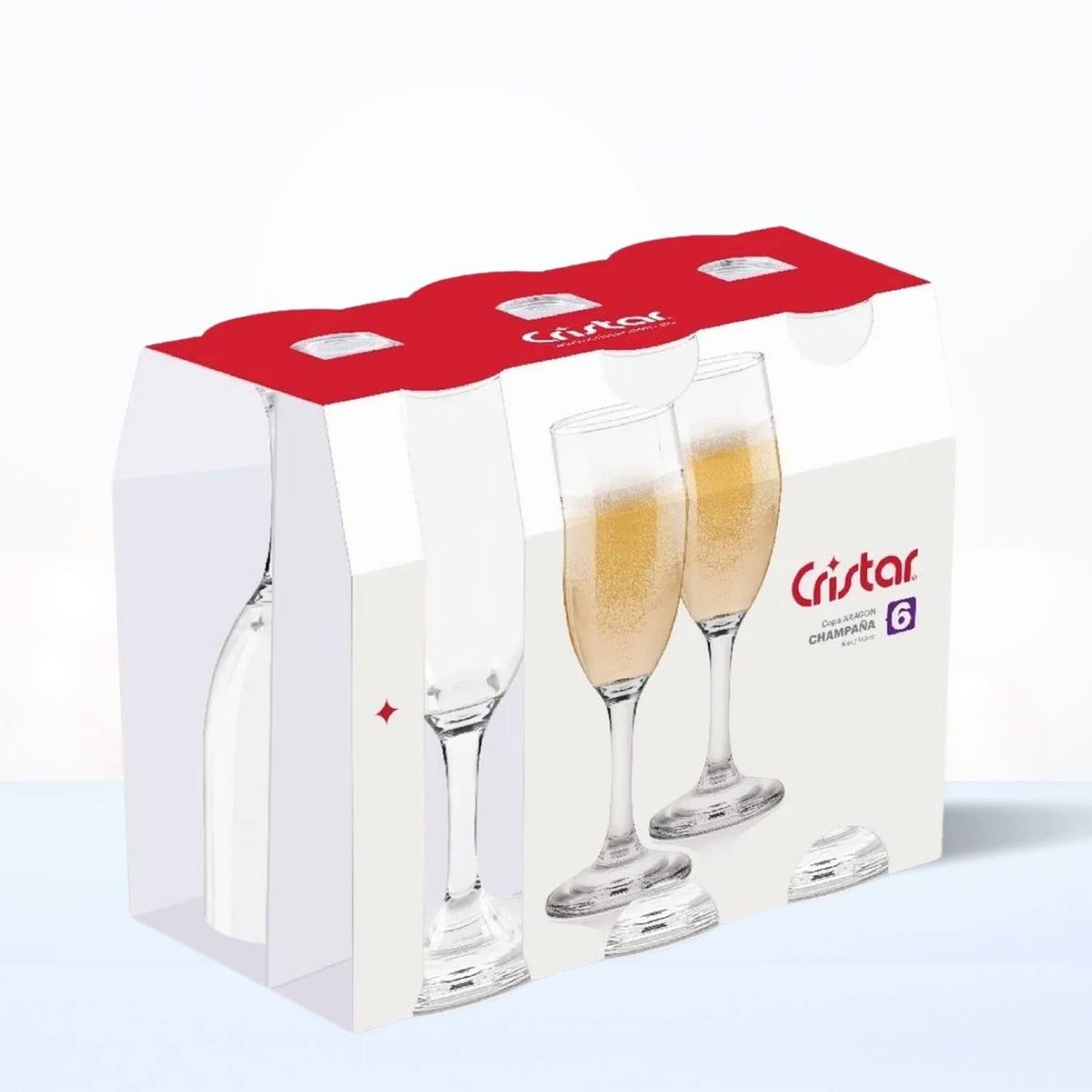 CRISTAR - Copa de Vidrio Aragon Champaña Cristar 170 Ml 6 Piezas
