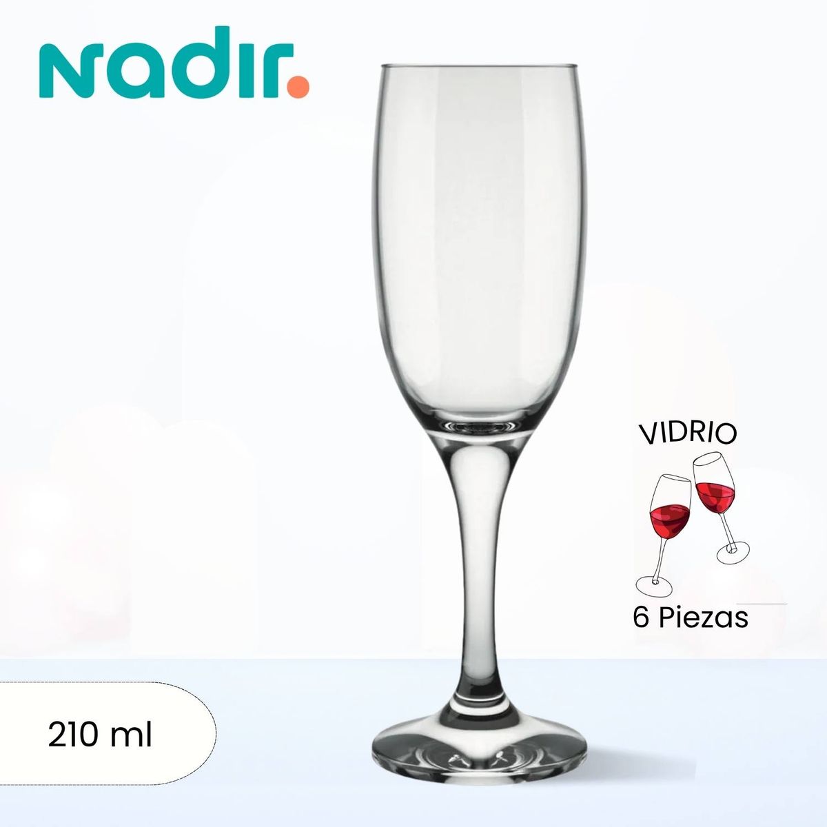 NADIR - Copa de Vidrio Windsor Champagne Nadir 210 Ml 6 Piezas