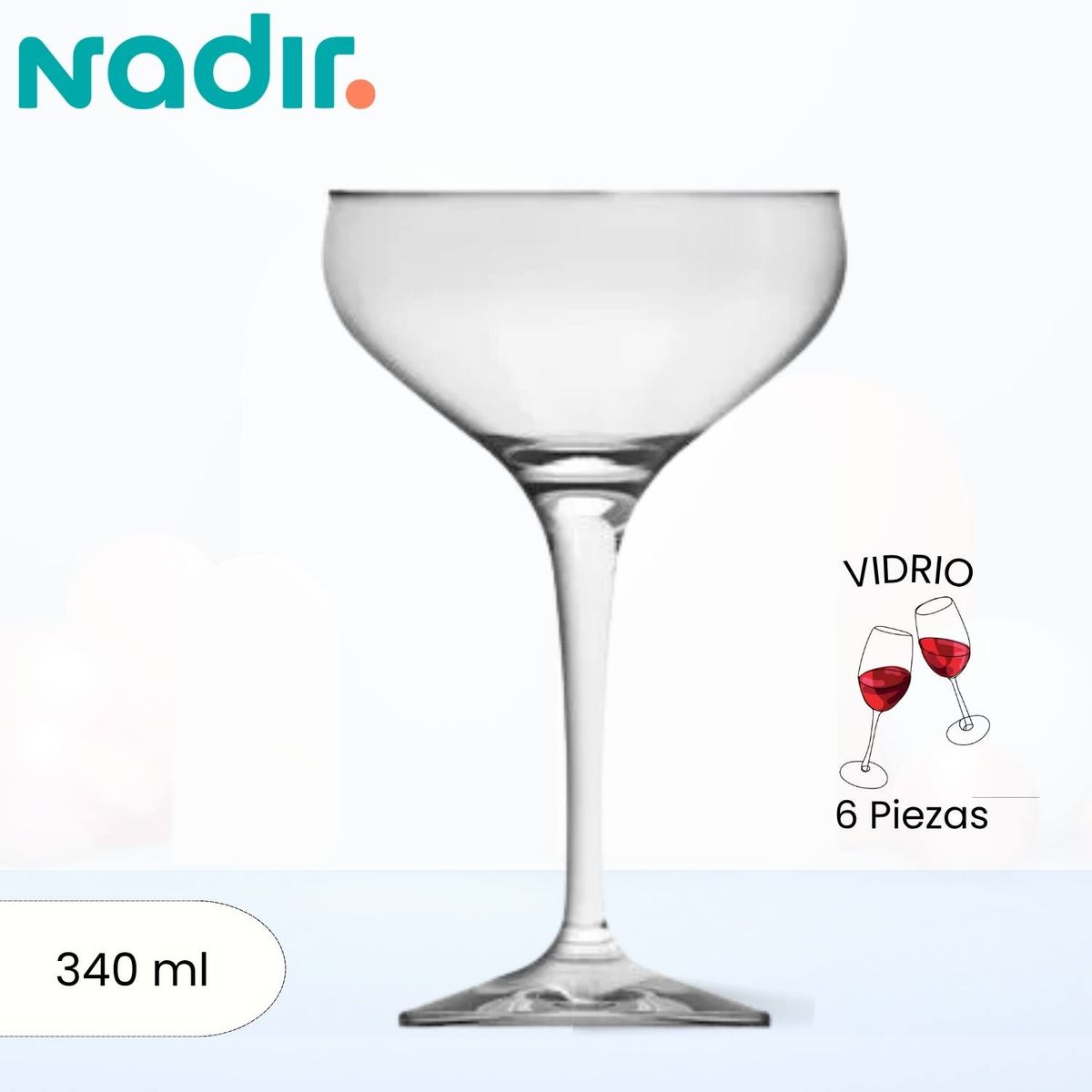 NADIR - Copa de Vidrio Mistic Grande Nadir 340 Ml 6 Piezas