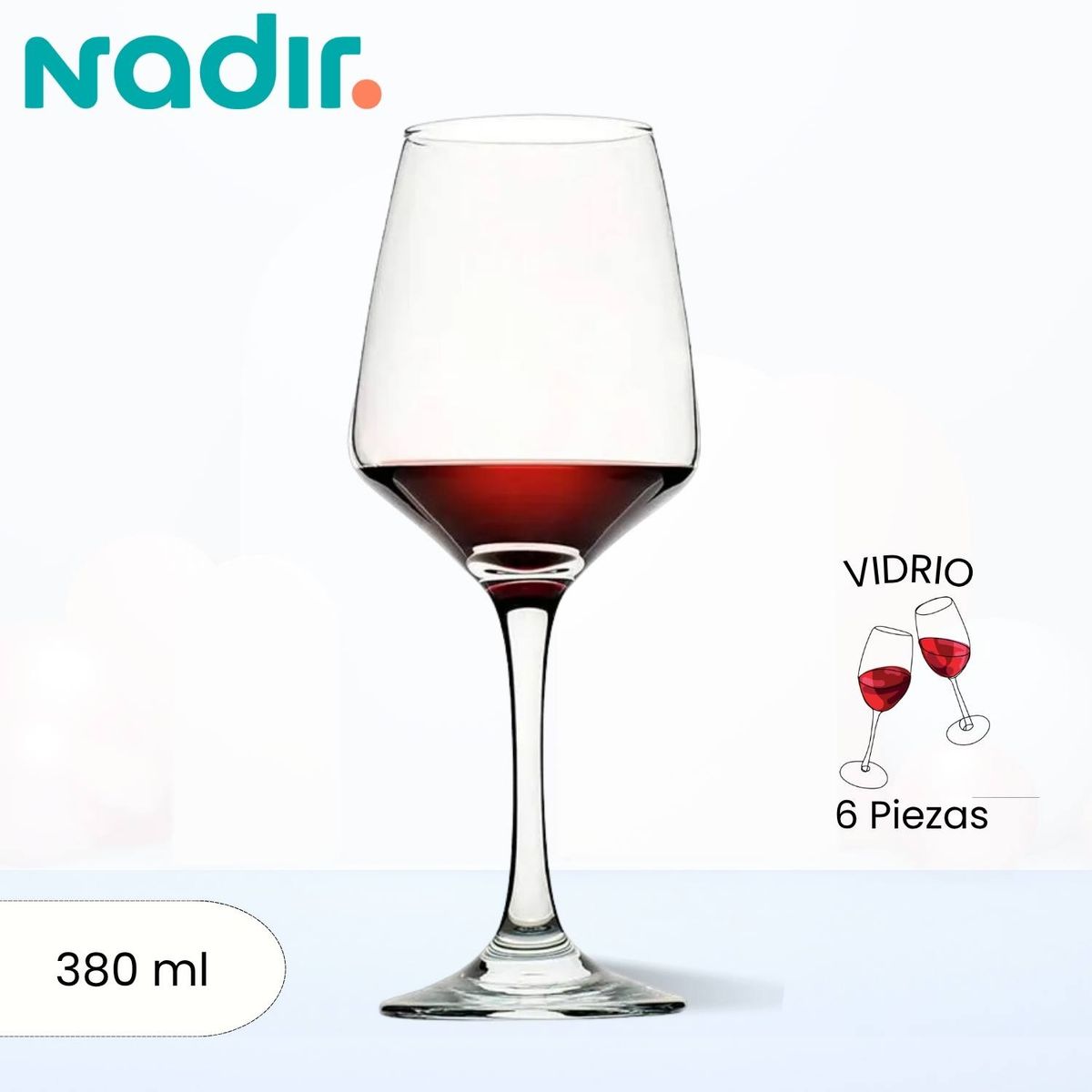 NADIR - Copa de Vidrio Brunello Vino Nadir 380 Ml 6 Piezas
