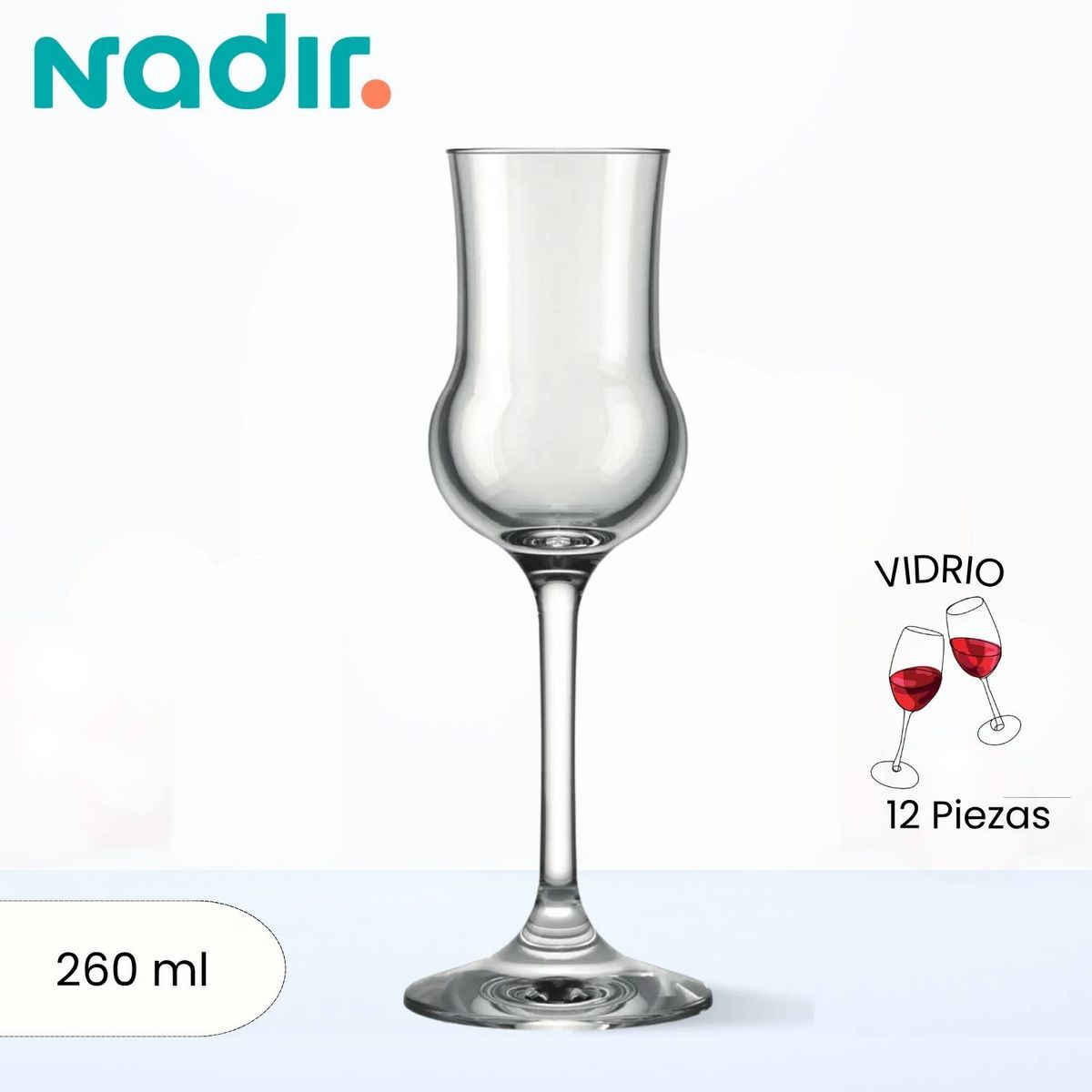 NADIR - Copa de Vidrio Alambic Pisco Nadir 90 Ml 12 Piezas