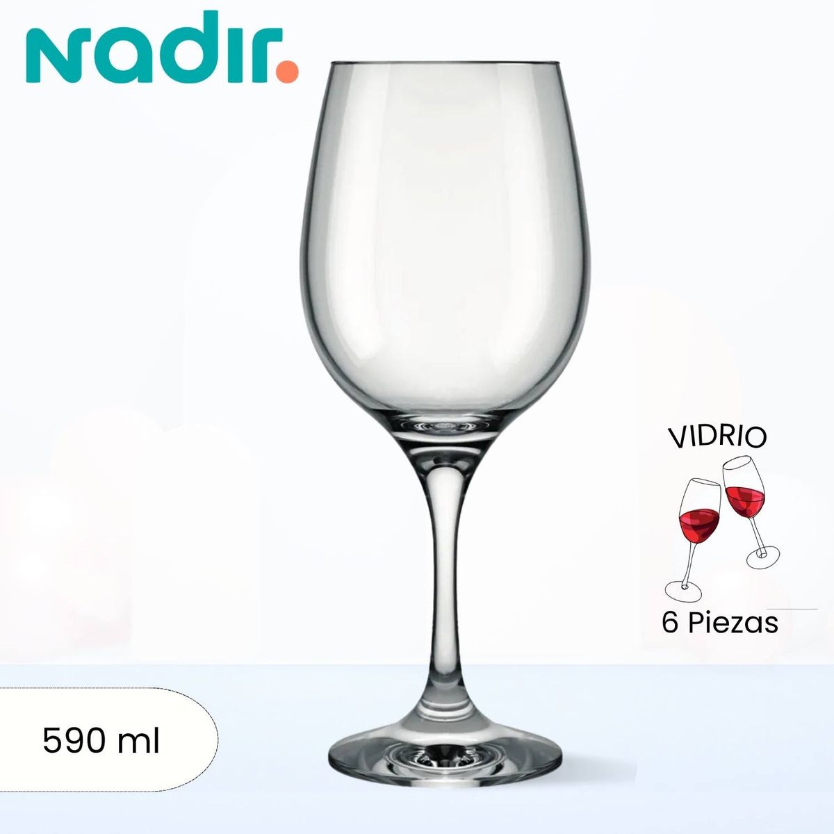 NADIR - Copa de Vidrio Barone Degustacion Nadir 590 Ml 6 Piezas
