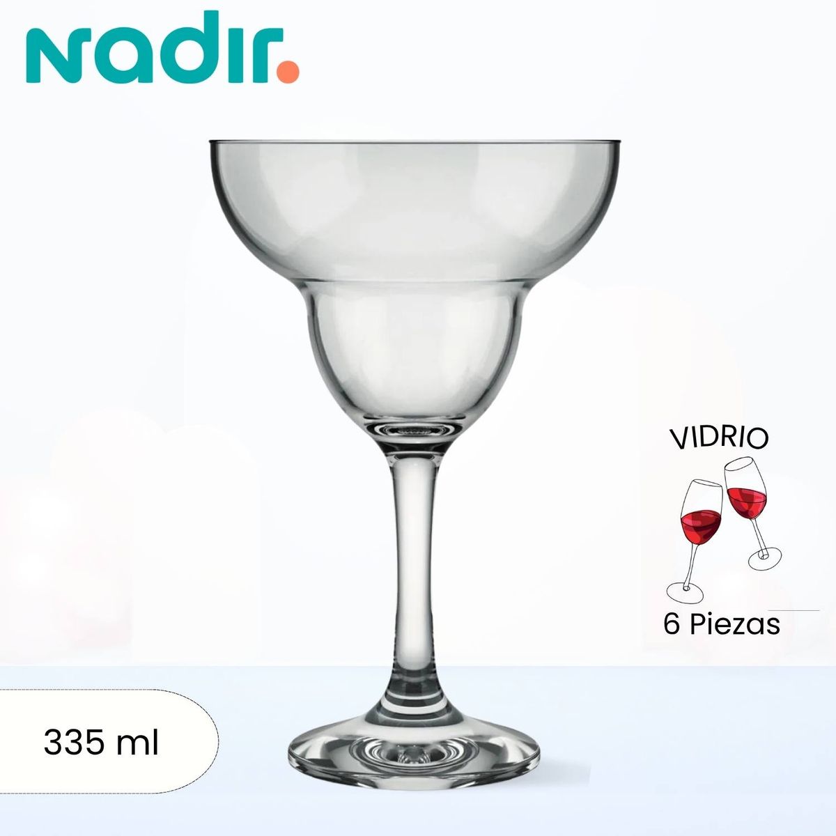 NADIR - Copa de Vidrio Windsor Margarita Nadir 335 Ml 6 Piezas