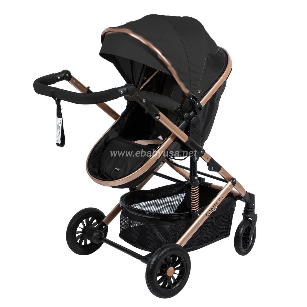 EBABY - Coche Cuna Moisés de Lujo «COMFORT» Negro