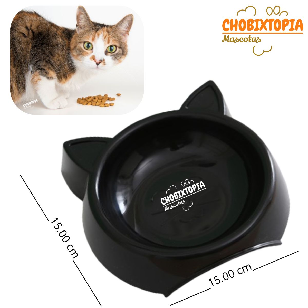 GENERICO - PLATO PARA MASCOTA OREJITAS NEGRO x 200 ML