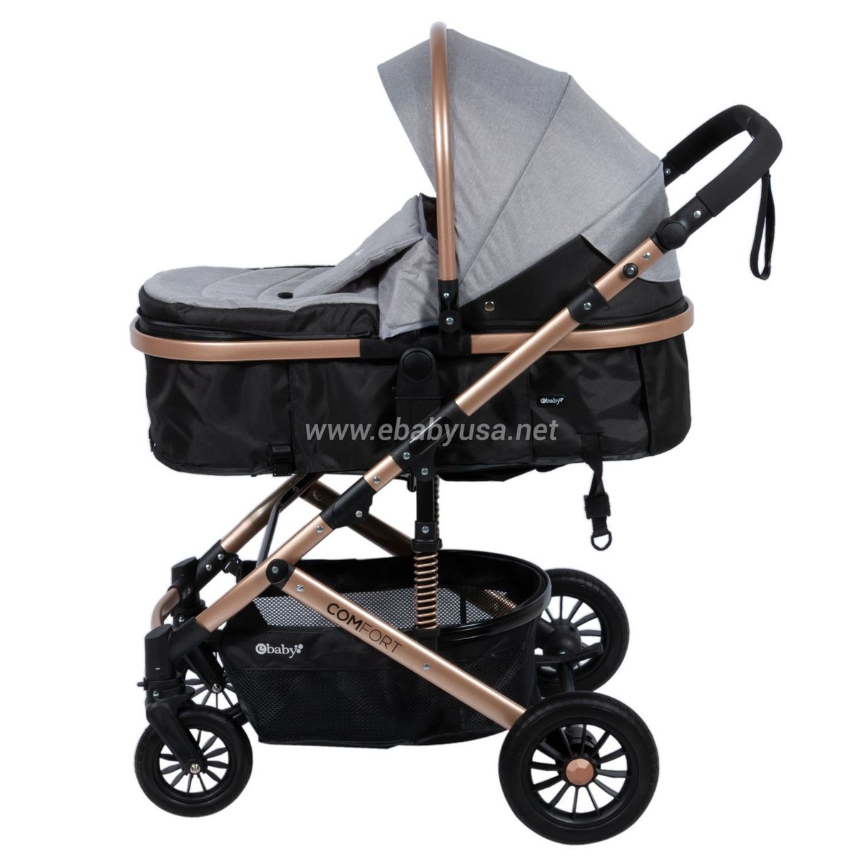 EBABY - Coche Cuna Moisés de Lujo «COMFORT» Gris