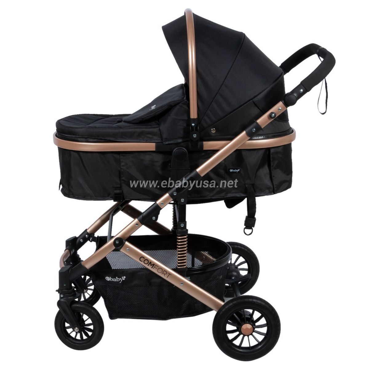 EBABY - Coche Cuna Moisés de Lujo «COMFORT» Negro