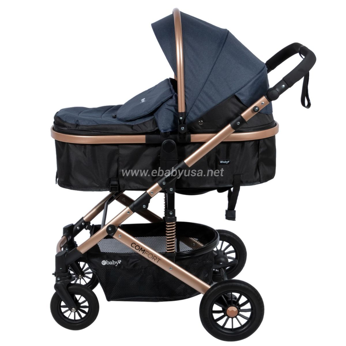 EBABY - Coche Cuna Moisés de Lujo «COMFORT» Azul