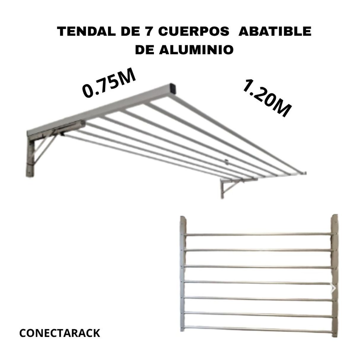 GENERICO - Tendal Abatible de 7 cuerpos Aluminio de alta calidad