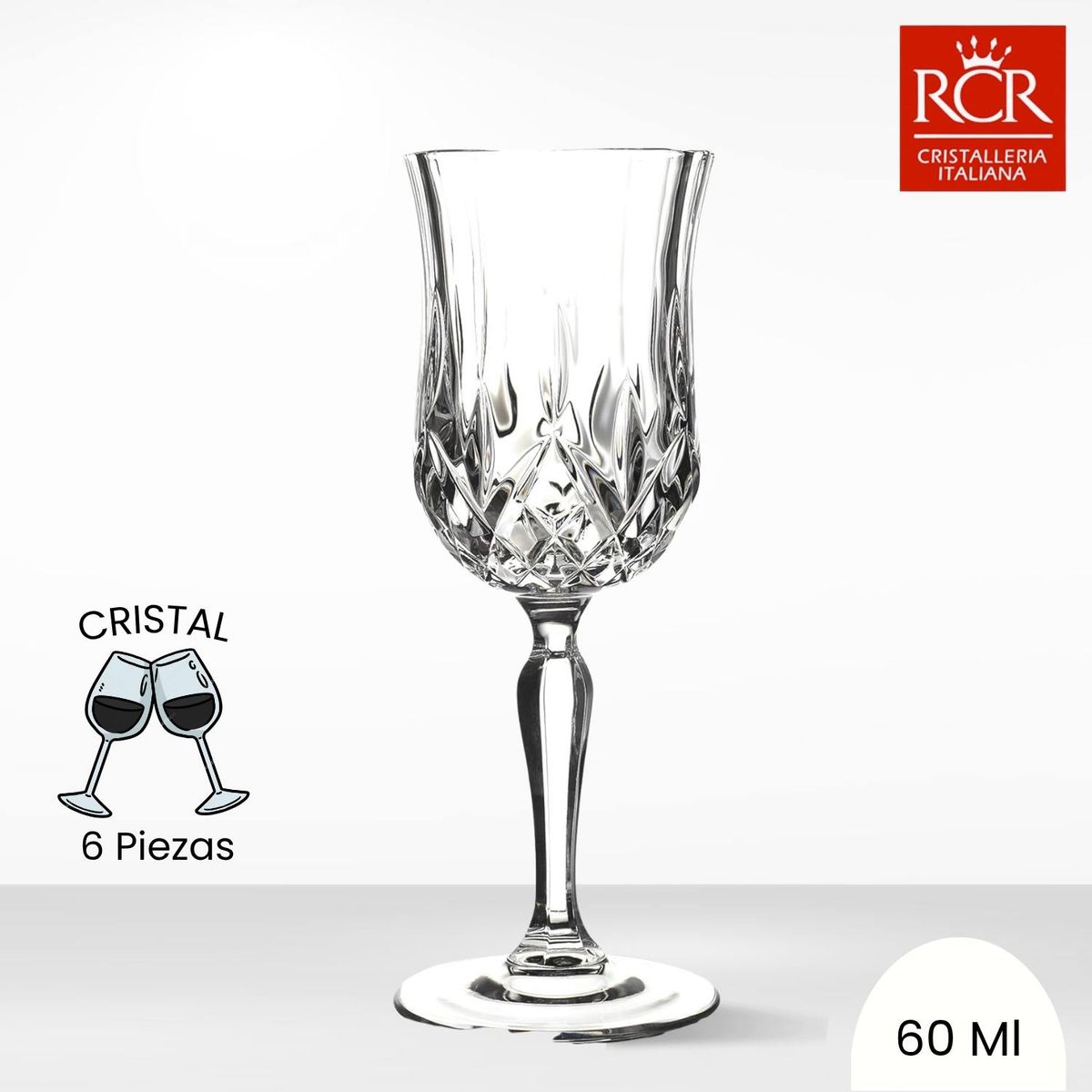 RCR  ITALIA - Copas de Cristal Opera licor RCR 60 ml 6 Piezas