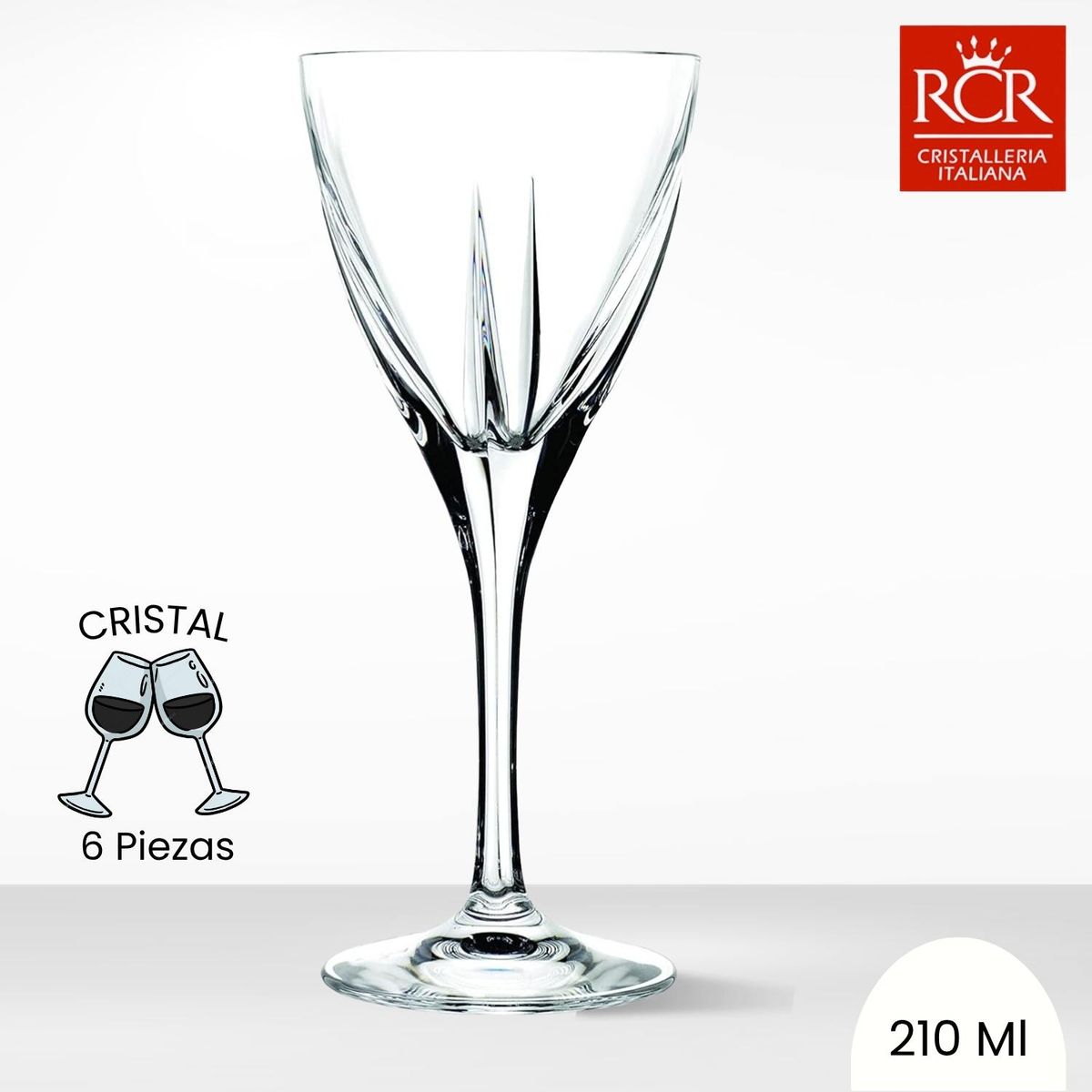 RCR  ITALIA - Copas de Cristal Fusion 3 Vino Tinto RCR 210 ml 6 Piezas