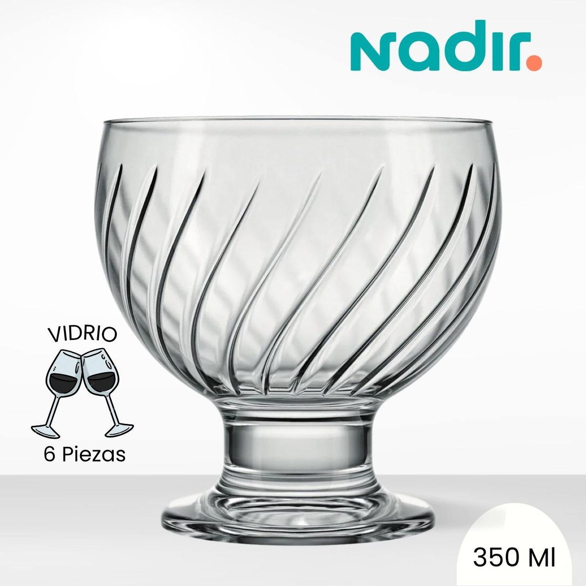 NADIR - Copas de Vidrio Para Helado Clube Nadir  350 Ml 6 Piezas