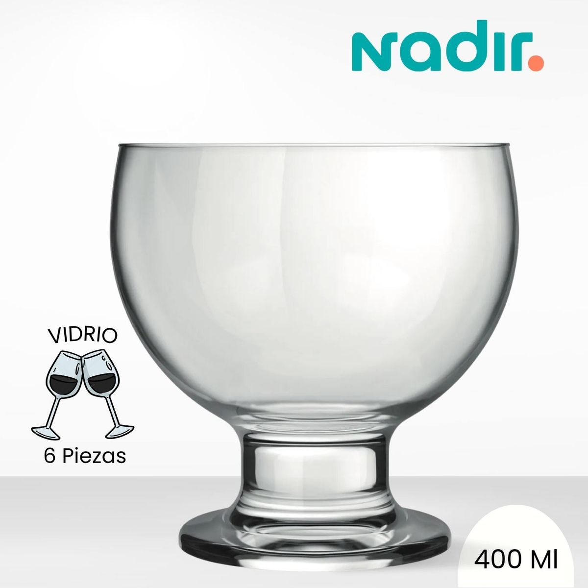 NADIR - Copas de Vidrio Para Helado Paulista  Nadir  400 Ml 6 Piezas