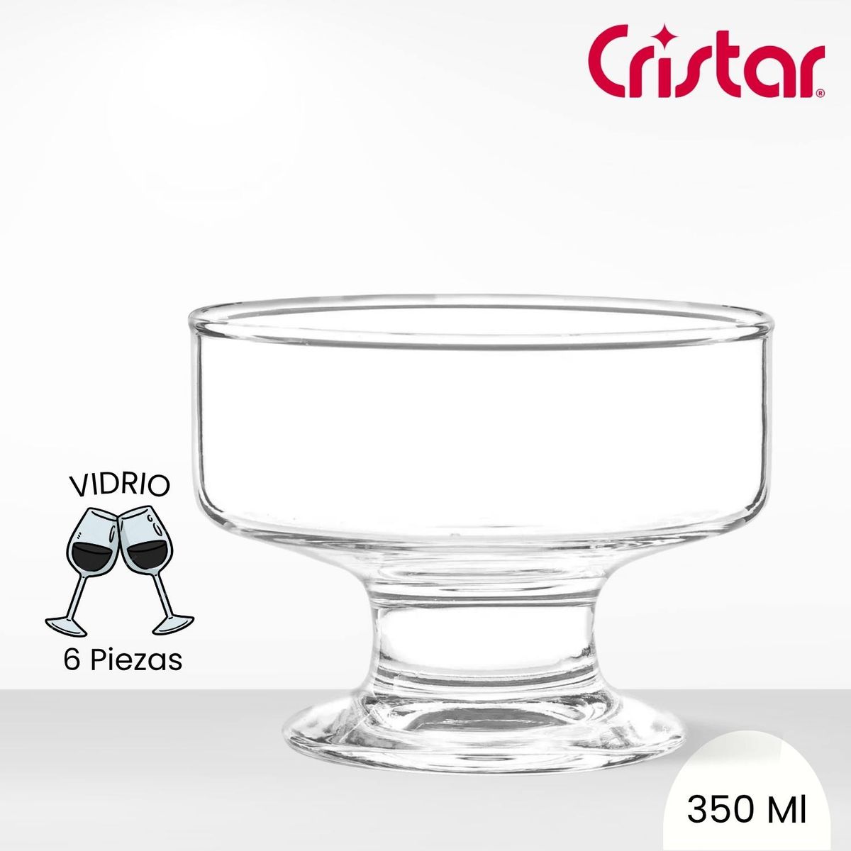 CRISTAR - Copas de Vidrio Para Helado lex Cristar 220 Ml 6 Piezas