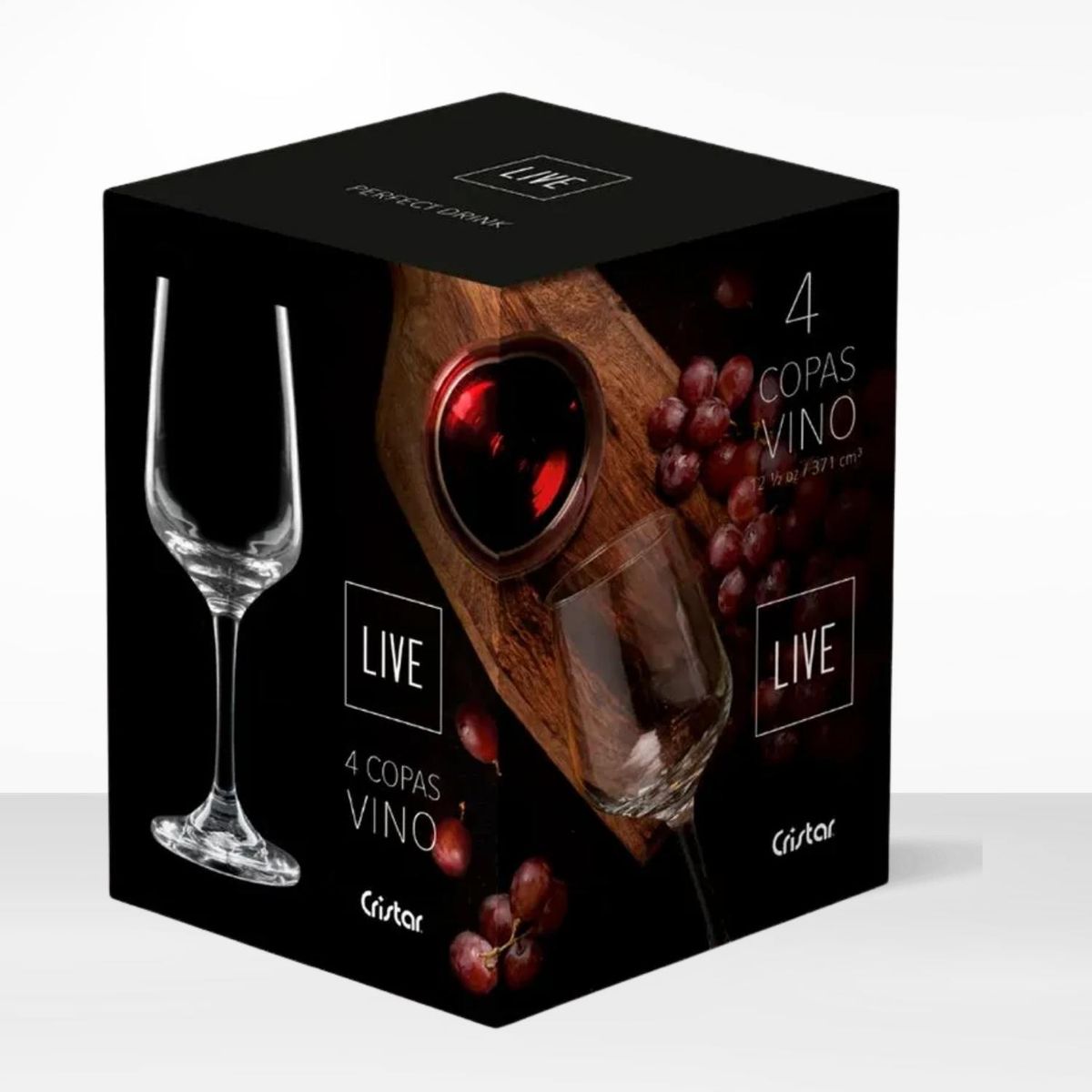 CRISTAR - Copa de Vidrio Trentino Cristar 371 Ml 4 Piezas